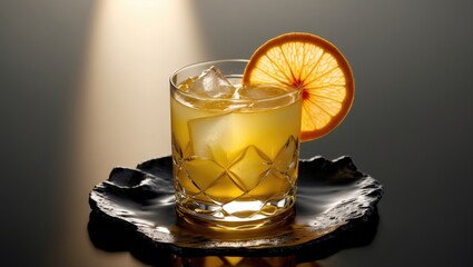 Poster - Variation of cocktail with orange syrup isolated on a backdrop.