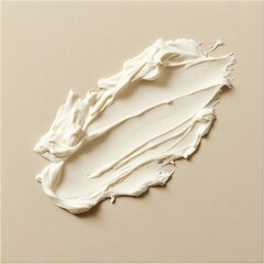 Poster - Creamy white substance smoothed and spread on a beige surface in artistic culinary display intended for a gourmet cuisine presentation