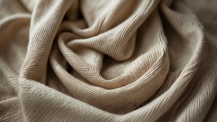 Poster - A close-up of fabric shows a textured, natural weave featuring subtle irregularities. The fibers form a slightly coarse yet soft surface, showcasing a matte finish that accentuates its organic appe...