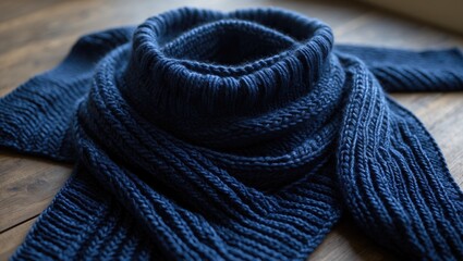 Poster - Unfolded knitted wool scarf set against a background. High-quality image.