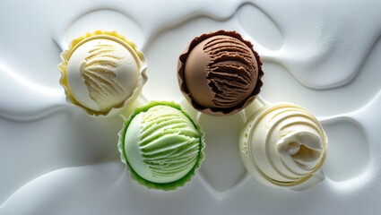 Poster - Various ice cream scoops separated on a background