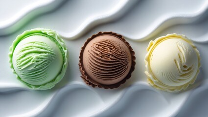 Poster - Various ice cream scoops isolated on a background