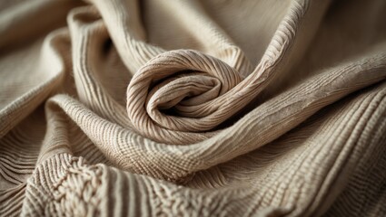 Poster - A detailed view of fabric shows a textured, natural weave with subtle irregularities. The fibers create a slightly coarse, yet soft surface, exhibiting a matte finish that enhances its organic appe...