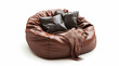 © FEEZAN ALI - Photorealistic leather bean bag sofa with pillows and blanket