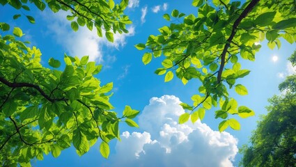 Poster - The sight of a tree branch adorned with fresh green leaves is uplifting