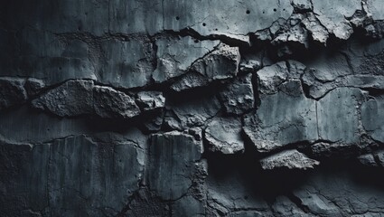 Poster - Old Black Wall with Cracked Concrete Background