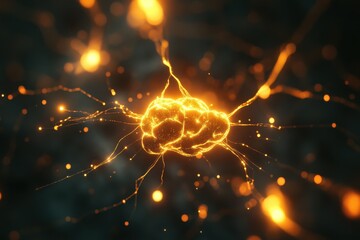 Poster - Exploring the mesmerizing glow of neural networks and artificial intelligence in a cyber landscape, Neural networkartificial intelligence glowing Cyber Brain ed