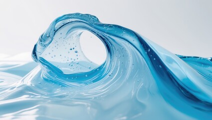 Poster - White backdrop with an abstract design of blue water waves