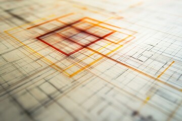 Poster - Data processing diagrams featuring overlapping squares on a grid background, data processing and diagrams over squares