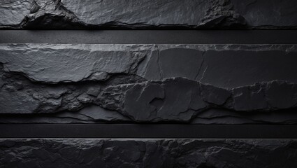 Poster - Black stone surface. Dark background. Bird's eye view. Free area for your text.