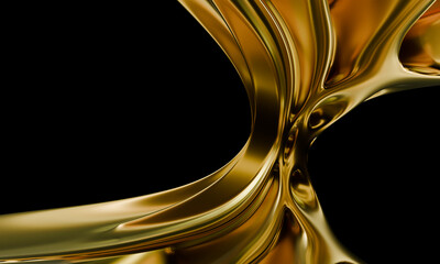 Poster - Metallic Gold Liquid Sculpture with Smooth Organic Curves