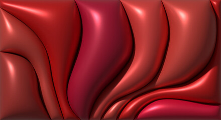 Fototapete - Flowing waves in various shades of red. The waves create a smooth, undulating surface with highlights and shadows, 3d rendering illustration