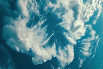Poster - Timelapse showcasing dynamic cloud transformation and movement in a clear blue sky, Time-lapse of clouds changing shape and disappearing in the blue sky
