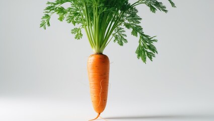 Aufkleber - Carrot plant with leaves displayed against a white background