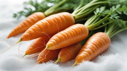 Poster - Carrots placed on a white surface