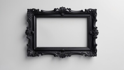 Poster - Elegant Old Style Dark Black Wooden Frame Rectangle with Diverse Subject Molding