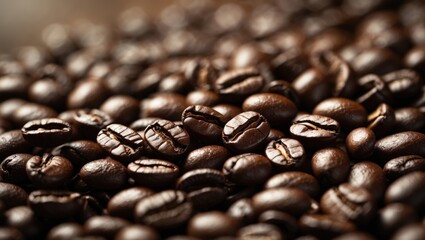 Poster - Close-up of decaf coffee beans without caffeine