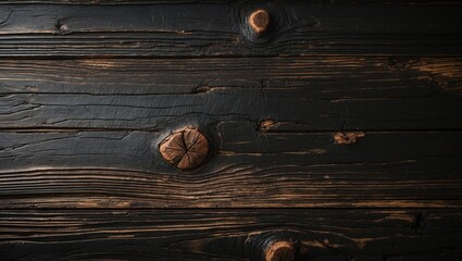 Poster - Burned dark brown wooden panel texture