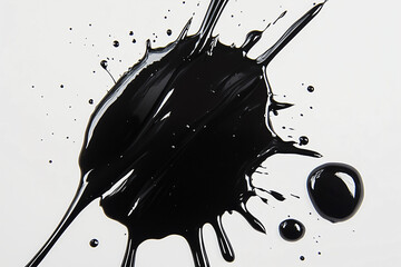 Poster - Ink Splash: A close-up shot captures the dynamic energy of a black ink splash against a simple backdrop, showcasing the raw beauty of abstract art