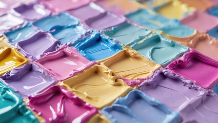Fototapete - Vibrant square paint texture forming a colorful abstract backdrop.