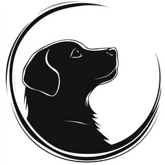 Poster - Elegant Labrador Retriever Silhouette in a Circular Frame, a timeless symbol of loyalty and companionship.