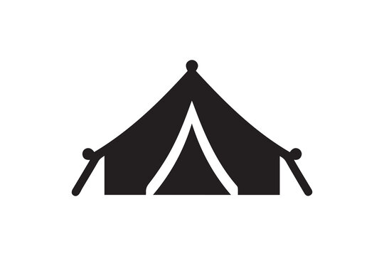 Symbol of simple Camping tend icon silhouette in a simple, minimalist vector on a white background