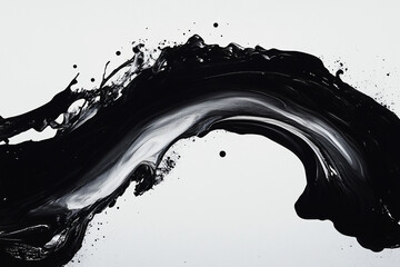 Poster - Abstract Fluid Dynamics: A striking composition of flowing black ink on a clean, creating a dynamic and evocative visual.