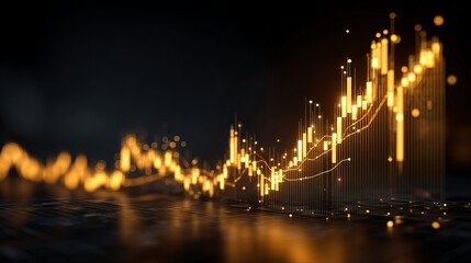 Aufkleber - Abstract Golden Financial Growth Chart Data Visualization Modern Business Technology Background Elegant Rising Stock Market Investment Success Concept Digital Gold Bars Graphic Design Illustration    