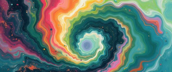 Leinwandbilder - Vibrant, Abstract Composition with Swirling Colors and Organic, Fluid Forms in a Dynamic, Circular Pattern