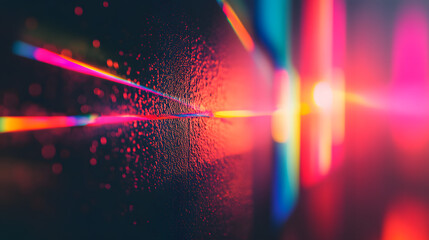 Aufkleber - Vibrant abstract light streaks on a textured wall, creating a mesmerizing visual effect.