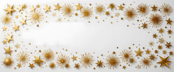 Aufkleber - Golden Starburst Border On White, A Festive Design. Celebratory Accents Make It Ideal For Joyous Occasions. Great For Party Themes, Wedding Stationery. This Design Evokes Warmth And Elegance.