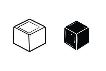 Poster - Two Isometric Cubes In Black And White Line Art Style
