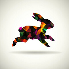 Leinwandbilder - Multicolored Polygonal Rabbit in Motion Abstract Illustration