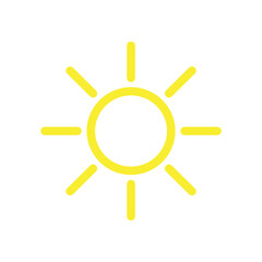 Wall Mural - sunshine isolated yellow outlined pictogram symbol for user interface illustration. vector icon in f