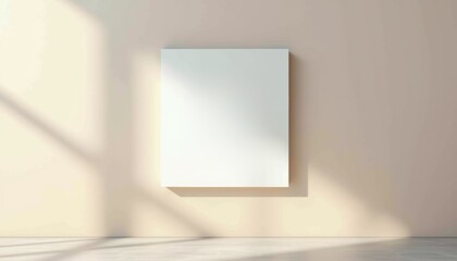 Poster - Empty canvas on a light wall with soft shadows  
