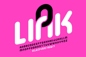 Poster - link. linked style font, alphabet letters and numbers vector illustration