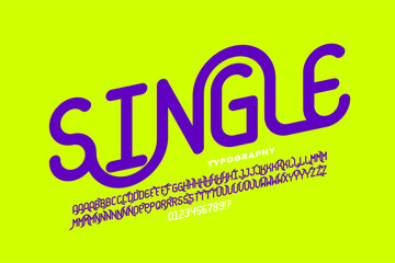 Poster - single line style font, alphabet letters and numbers vector illustration