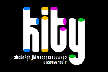 Poster - kity. modern style colorful font, alphabet letters and numbers vector illustration