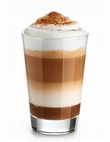Delicious iced latte with creamy froth and chocolate sprinkle