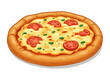 © NURUNNAHAR - Cartoon pizza with tomatoes and basil