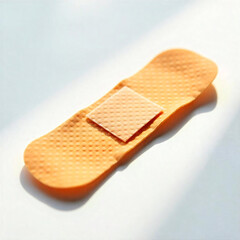 close-up of a single adhesive bandage on a light blue background, highlighting texture and detail
