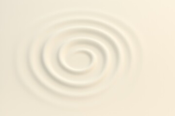 Poster - Concentric circles rippling outwards from the center, creating a mesmerizing spiral pattern on the surface of a viscous beige liquid, simulating a creamy texture