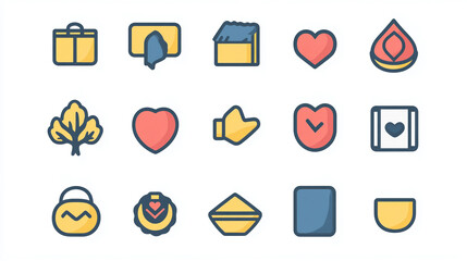 Poster - Vector icon set collection design elements graphic resource ui ux design symbols and signs for web app 100
