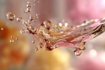 Poster - captivating close-up of liquid splash with scattered droplets and soft background, illustrating the 