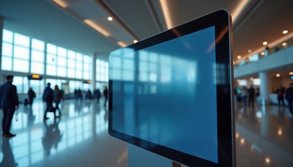Poster - Digital Display Screen in Modern Airport Terminal  