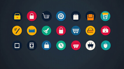 Poster - Vector icons for e commerce online shopping website ui design and mobile app interface elements set flat style 100