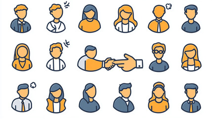 Poster - Business team avatars vector illustration for social media profile and web design resources set bundle