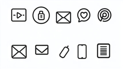 Poster - Vector icons set for social media marketing communication and user interface design elements pack collection