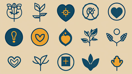 Poster - Collection of vector icons for nature love and care themed designs logo elements and graphic resources