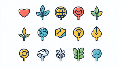 Poster - Collection of nature and technology icons for website design and graphic design projects vector illustration
